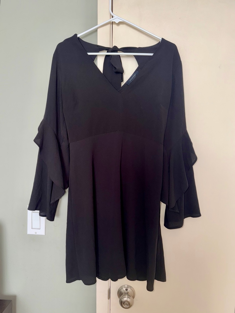 Atmosphere Black V-Neck Ruffle Sleeve Mini Dress